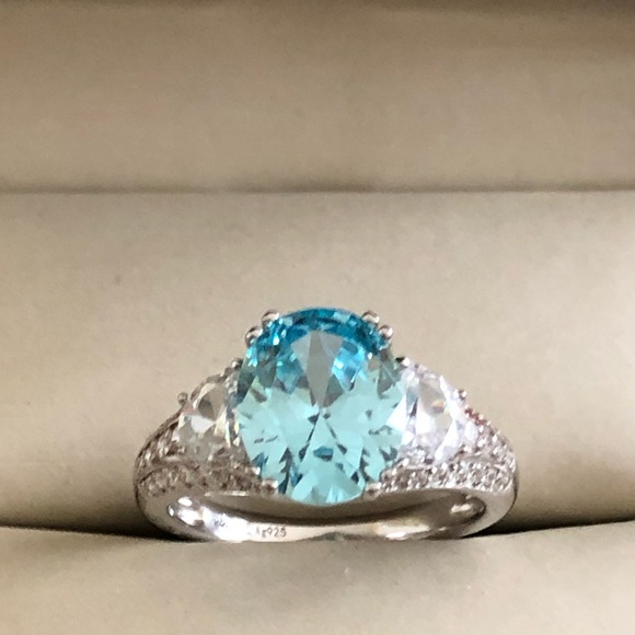 NWOT Sterling Silver Lab Created Blue Topaz & Cubic Zirconia - Picture 4 of 7